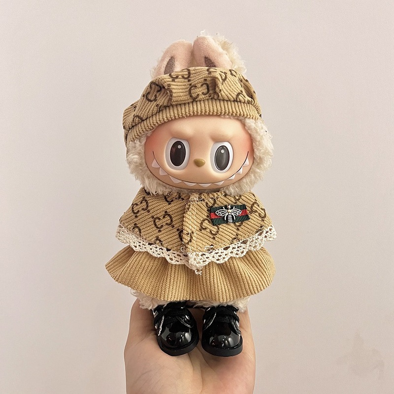 labubu娃衣摆件拉布布17cm公仔玩偶换装休闲套装裙子毛绒玩具衣服|undefined