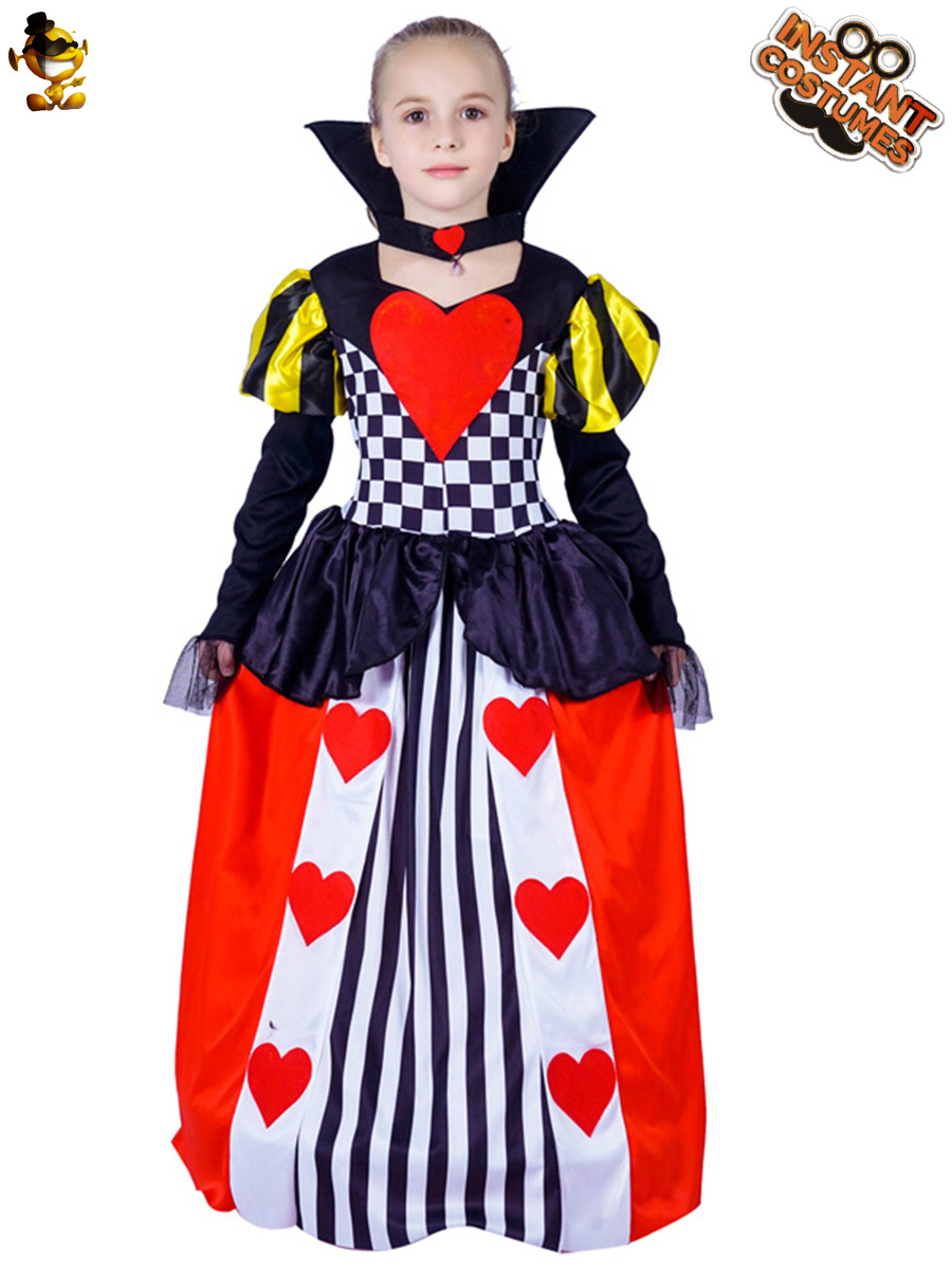 Halloween niños niña rojo melocotón reina princesa vestido niña rojo corazón reina traje Cosplay