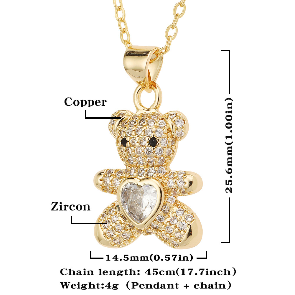 Mode Ours Le Cuivre Incruster Strass Pendentif 1 Pièce display picture 1