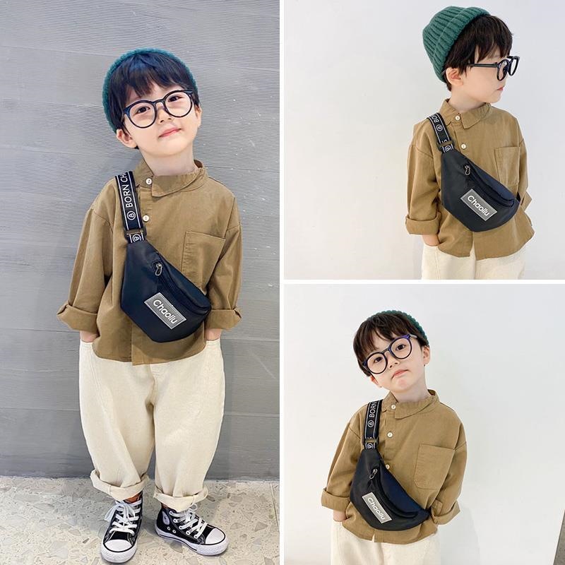 Korean-style children's bag, mini cartoon crossbody bag for babies, cute and simple fashion waist bag for boys, suitable for outings