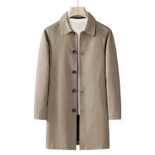 秋季新款中长款风衣男经典休闲翻领中年纯棉商务潮外套男宽松夹克