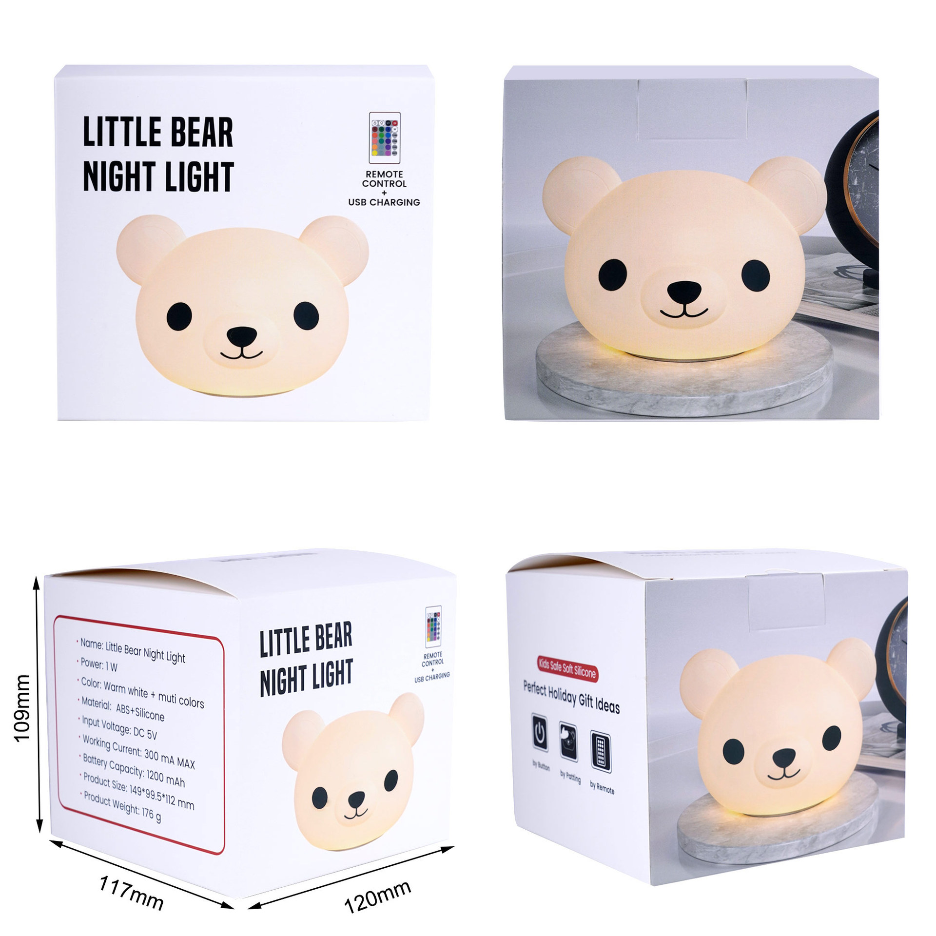 Luz de noche de silicona creativa transfronteriza, luz de ambiente nocturno para niños, encantadora imagen de animales, cabezal de la cama, luz para dormir, lámpara para bater