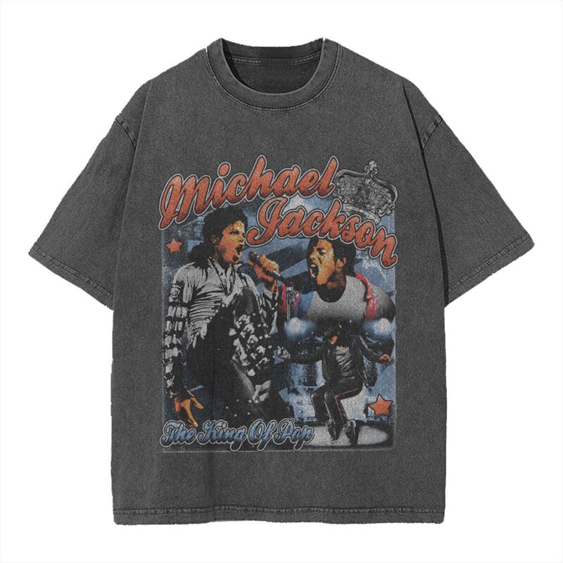 Heavyweight Pure Cotton T-Shirt with Singer Print, Digital Direct Printing, Short-Sleeve, Cross-Border American Retro Hip-Hop Trendy Casual Top
