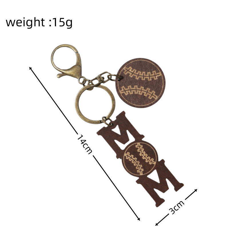 18g Weight Keychain Classification Sports Letter Basketball Football Wood Mother'S Day Unisex Keychain