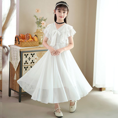 Ladies' Summer Dress for Girls, Fashionable New Style Skirts for Little Girls, Big Girls' Chiffon Skirts, Thin Version Children's Summer Long Dresses