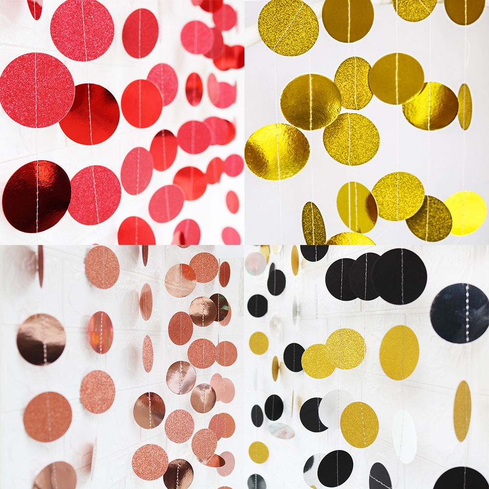 厂家批发车缝拉花2m长金葱圆片星星拉花 纸串拉条派对生日装饰