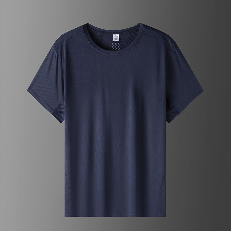 Verano seda de hielo secado rápido camiseta de manga corta hombre nuevo estilo de carrera al aire libre fitness outerwear camiseta de carrera de moda tamaño grande