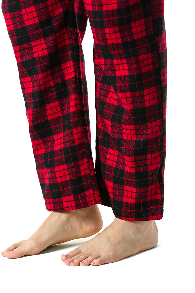 Men's Flannel Pajama Pants Casual Long Pants Cotton Plaid Straight Pants with Side Pockets Homewear_voghion.com