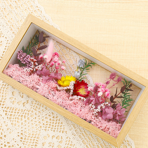 Corporate team building activities diy immortal flowers dried flowers double-sided hollow solid wood photo frame material package real estate handmade salon
