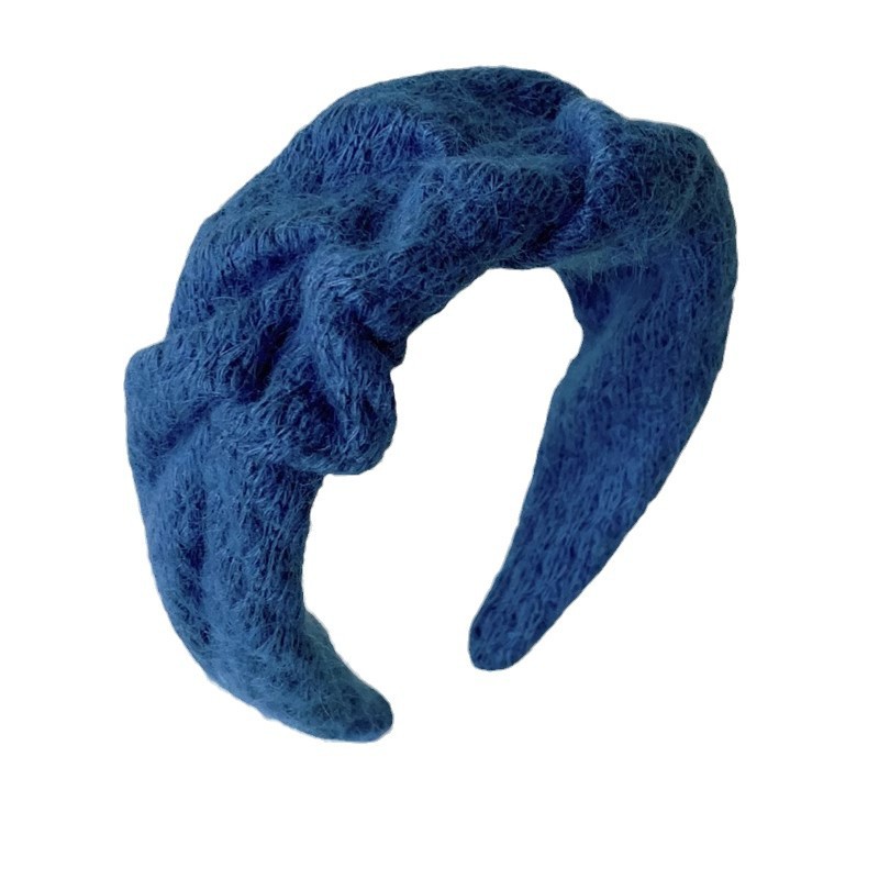 Retro cráneo alto cline cabello azul cabello de cabello de mujer borde ancho temperamento otoño invierno lavar la cara broca de cabello adornamiento