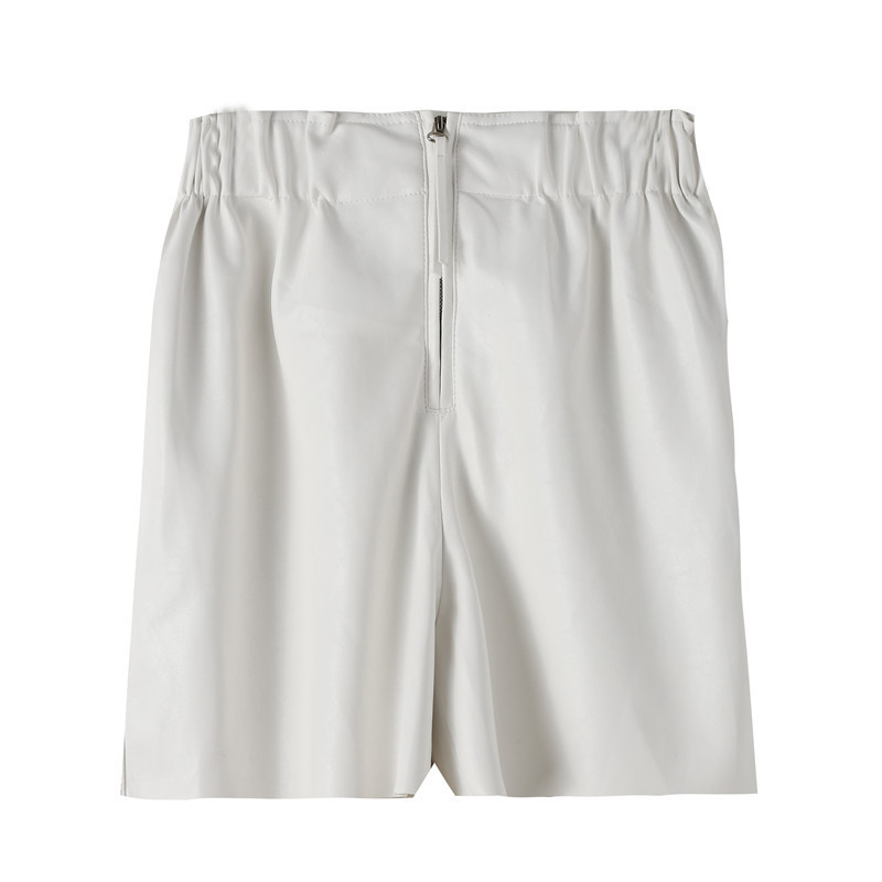 Textured high waist autumn and winter shorts loose PU leather pants for women Textured high waist autumn and winter shorts loose PU leather pants for women