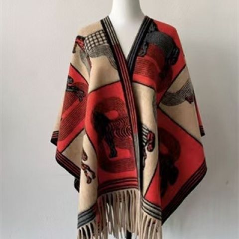 45-89 Tinta pintada capa gruesa caliente de color contrastante otoño invierno nuevo bufandas de capa de bordilla nacional chal a cuadros