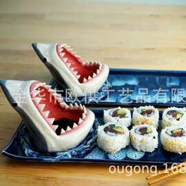 跨境鲨鱼嘴造型寿司蘸料碟套装 海洋趣味风日式餐具组合163