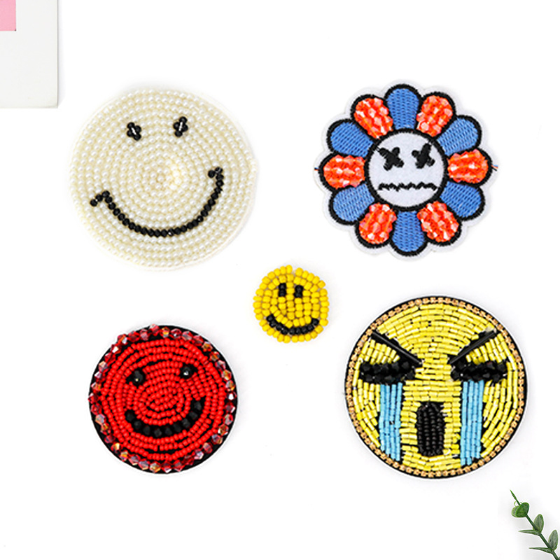 开心笑脸钉珠 可爱百搭补丁贴 衣服包包鞋子DIY手工服装辅料