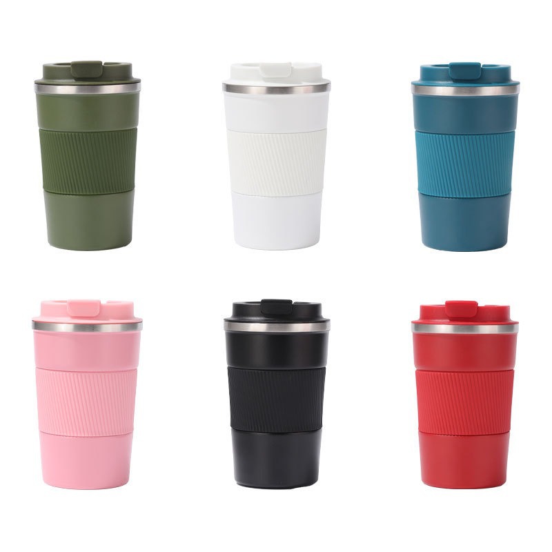 Moda de automóvil de tres generaciones taza de café 304 taza de acero inoxidable portátil antideslizante cubierta de silicona taza de mano