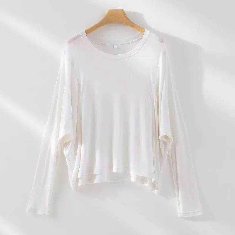 26年春夏季天丝羊毛慵懒风罩衫女小蝙蝠袖显瘦气质套头衫