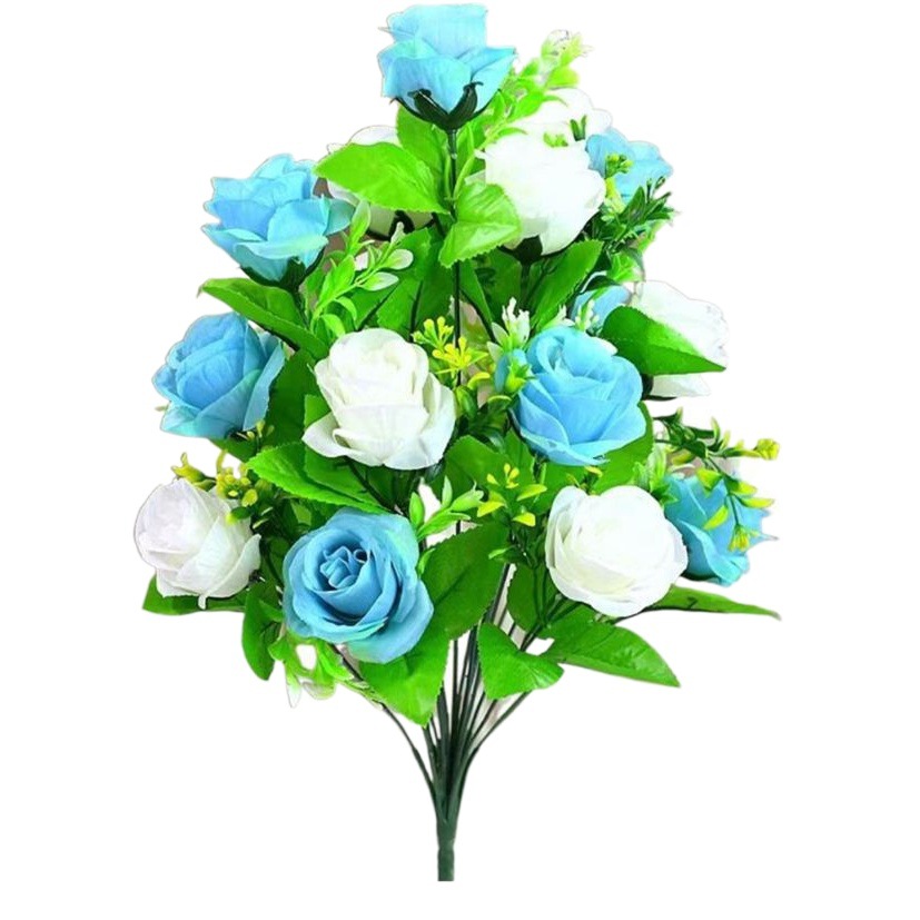 Pantalla de flor artificial de la fábrica al por mayor Nueva Europa Rose 18 cabezas de Granada Rosa Flor de seda decoración del hogar flor falsa