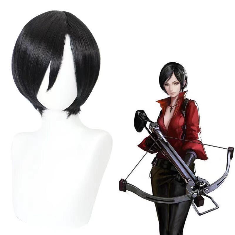 Anime wig Resident Evil Aida Wang black face cosplay wig 32cm short hair