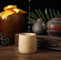 天然竹木無漆酒水杯日式小酒杯竹杯子田園風啤酒白酒杯環保竹筒