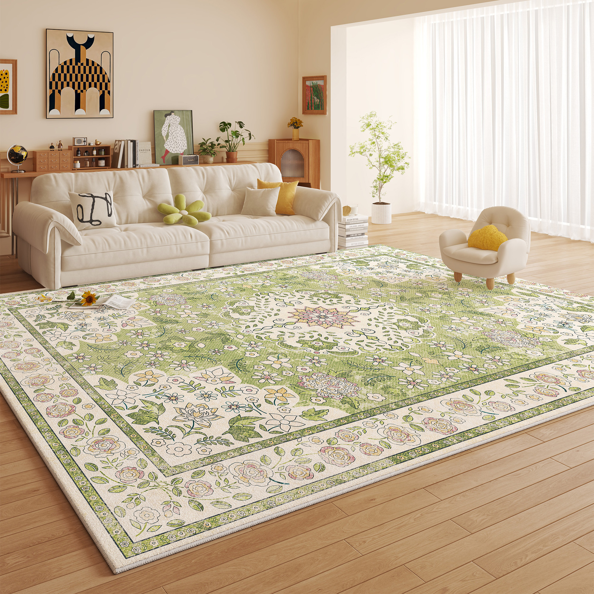 Nuevo alto grado de sensación de alfombra espesa de viento crema imitación de cashmere impermeable sin lavado se puede limpiar la almohadilla de mesa de té de la sala de estar del dormitorio