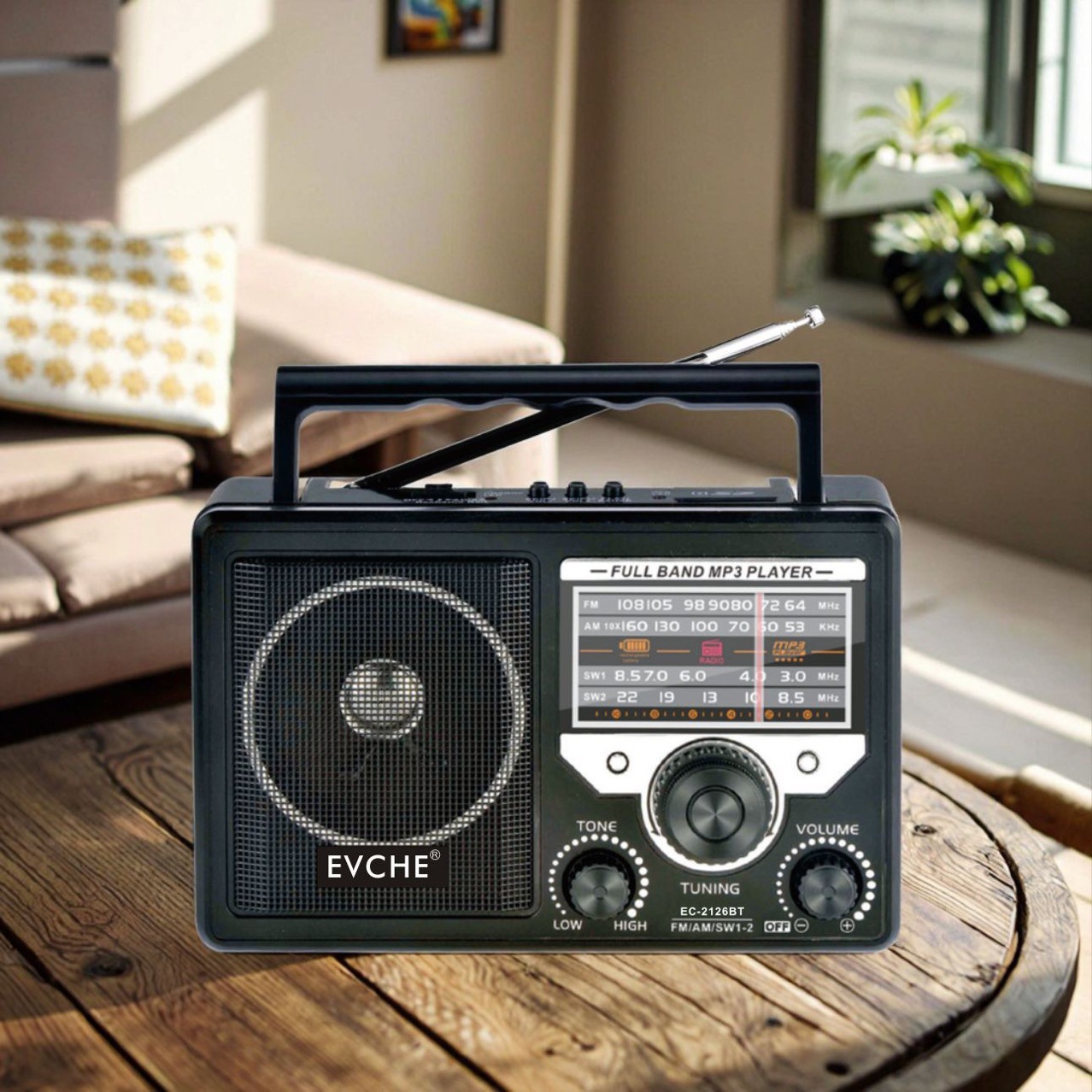 Reproductor de MP3 Bluetooth multifuncional de cuatro bandas Radio de alta sensibilidad Venta directa de comercio exterior EC-2126BT