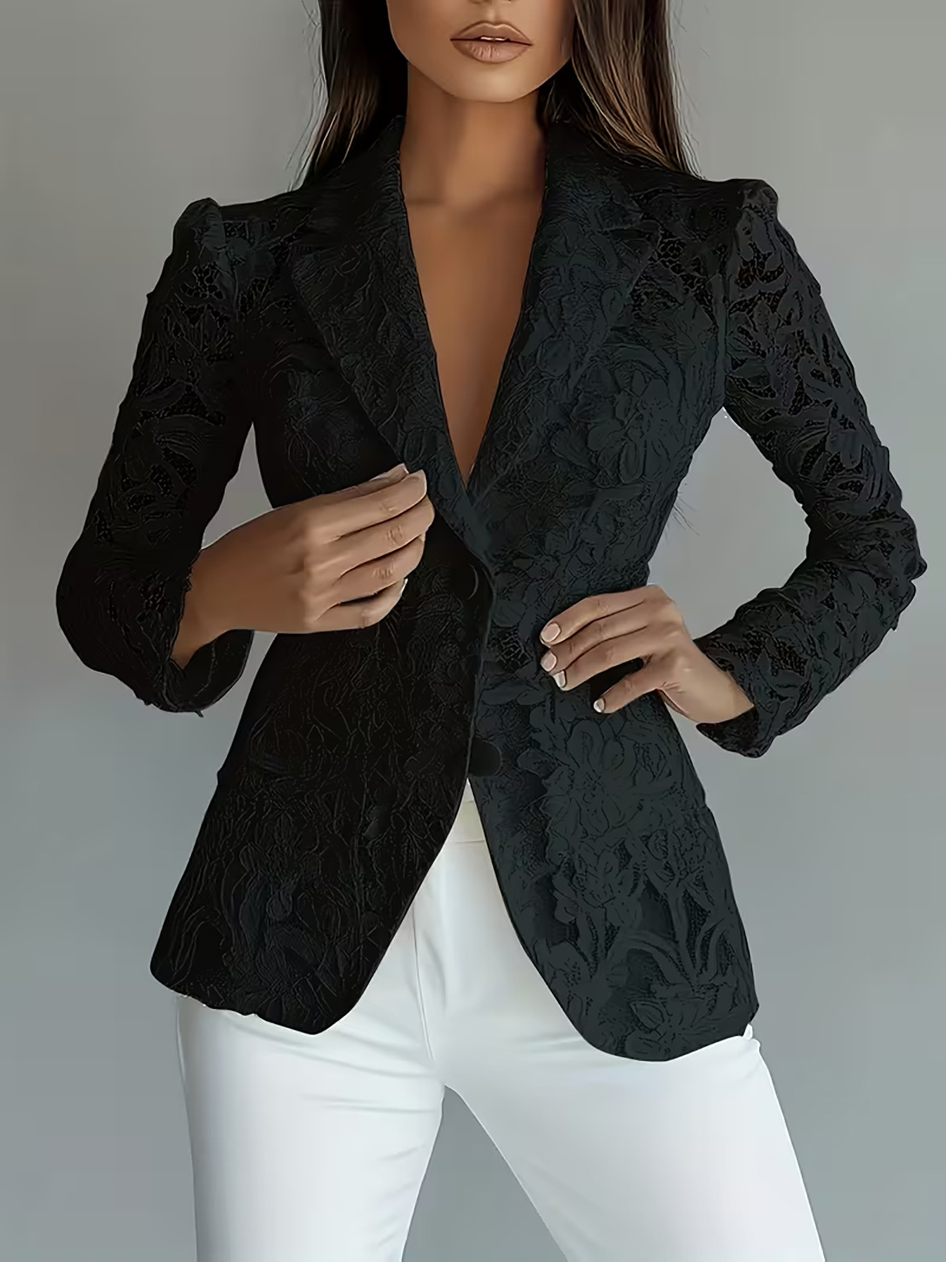 Blazer Élegant Pour Femme Coupe Slim Avec Détails Patchwork Et Découpes_voghion.com