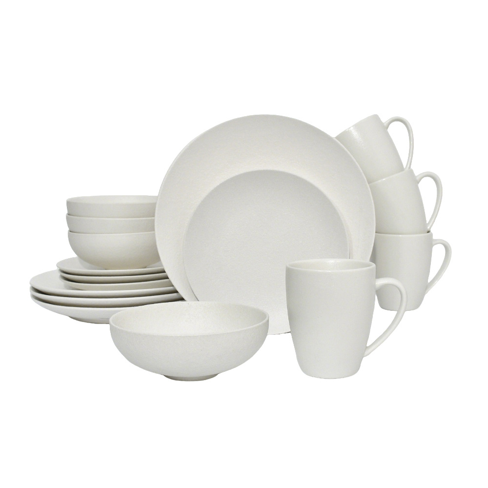 Juego de vajilla blanca mate para hogar, 16 piezas, vajilla para hotel image 2