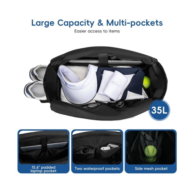 Bolso de tenis transfronterizo con compartimento para zapatos, bola pick acolchada de gran tamaño, impermeable y ligera, adecuada para hombres y mujeres