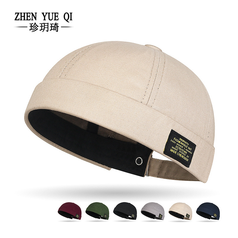 Spring New Style Cloth Label Street Hip-hop Beanie Hat Men's and Women's Personalized Yuppie All-match Melon Skin Tang Hat Cross-border