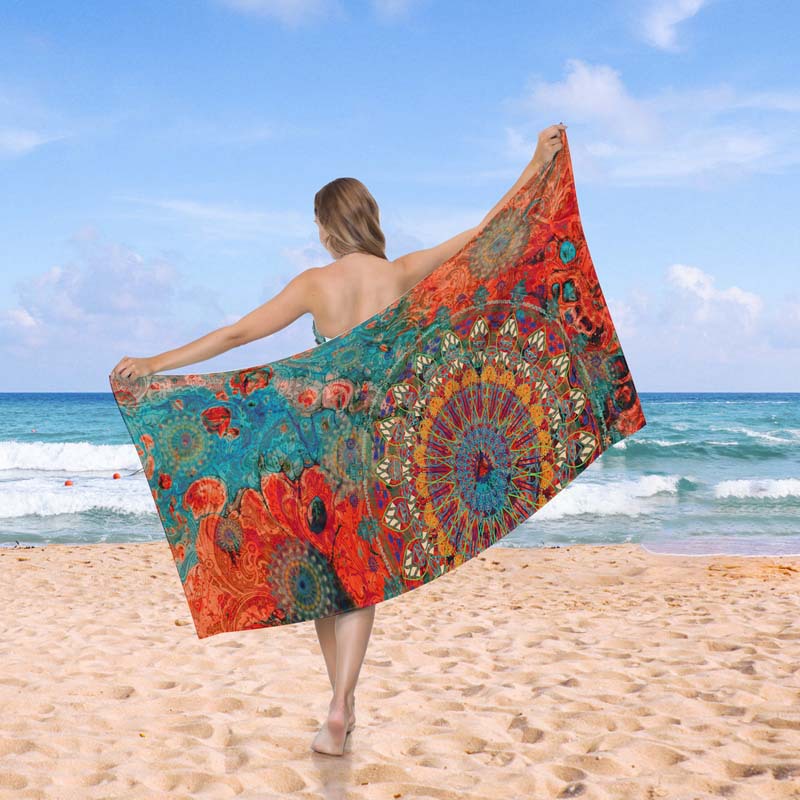 Mandala tortuga de mar de seda de doble cara impresión de secado rápido toalla de playa toalla de natación para adultos microfibra