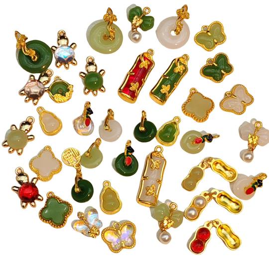 Alloy Jewelry Accessories Pendant Ping An Buckle Fortune Character Transfer Beads Guofeng Vintage Handmade DIY Bracelet Necklace Material
