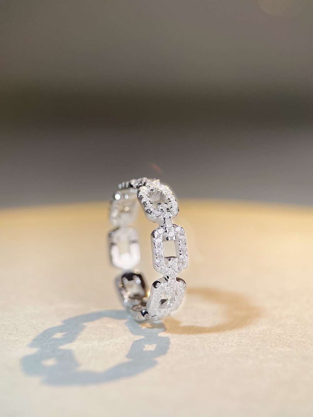 Simple Style Waves Sterling Silver Inlay Zircon Rings 1 Piece