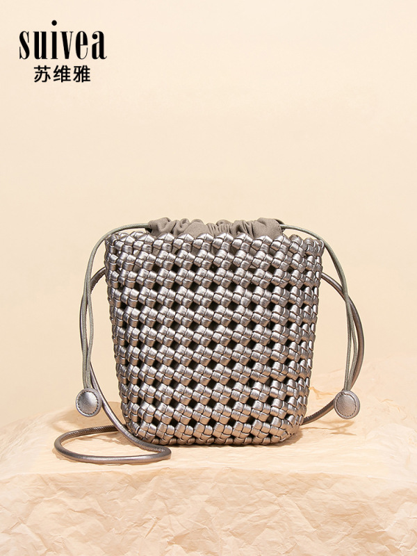 小众个性风车结镂空编织女包抽绳子母水桶包度假风休闲百搭斜挎包|undefined