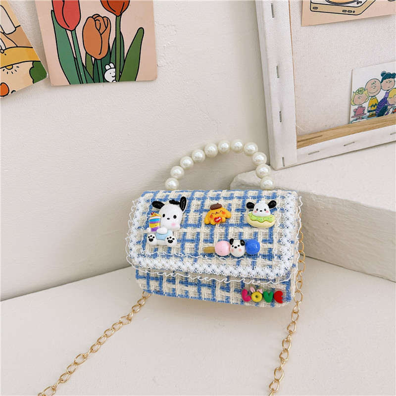 Moda Chanel estilo del todo-fósforo de los niños bolsa de moda de las mujeres de la Tela Escocesa pequeña bolsa cuadrada simple de dibujos animados bebé accesorios bolso bolsa