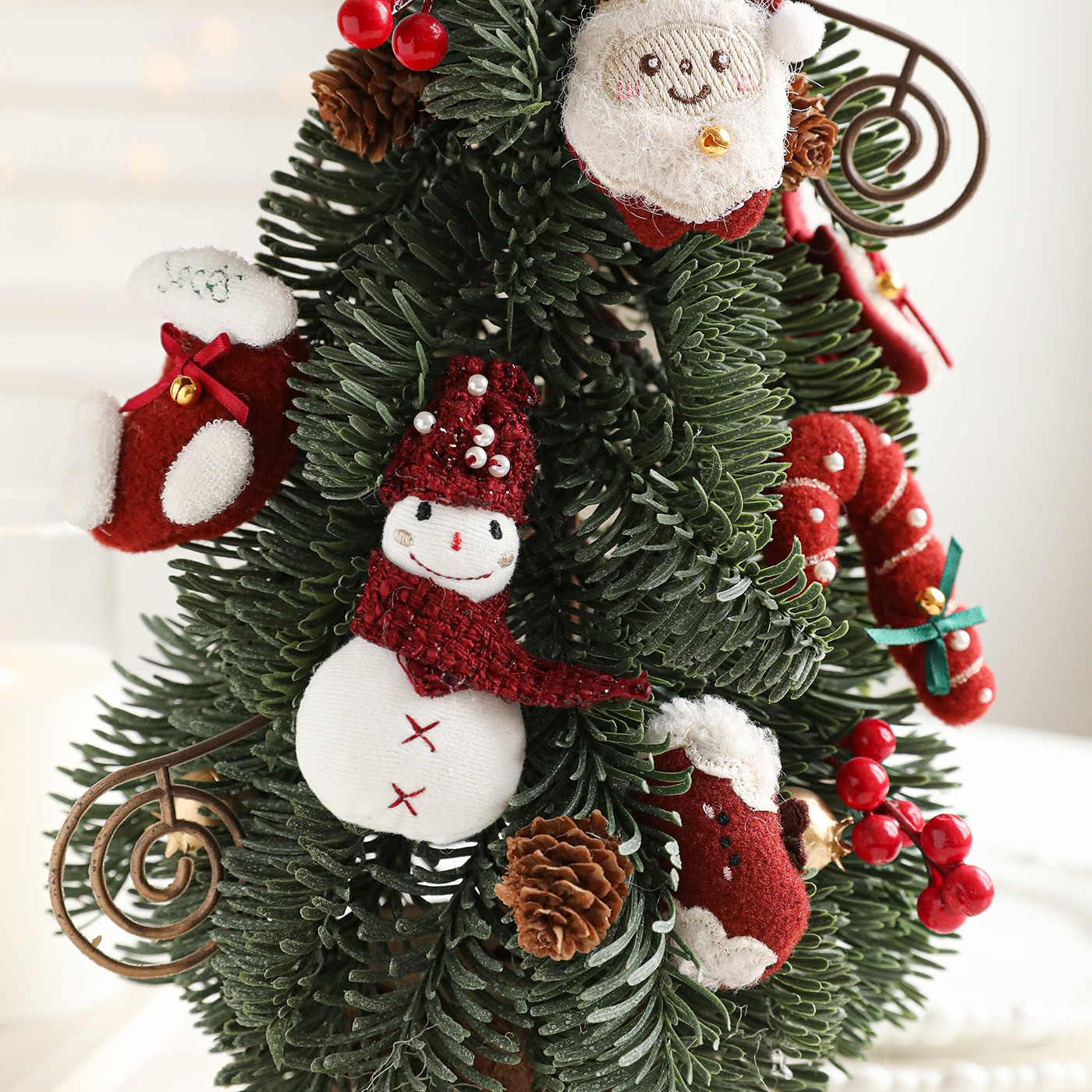 Nuevo magenta blanco dibujos animados decoraciones de Navidad peluche cascada decoración decoración decoración de árbol de Navidad DIY