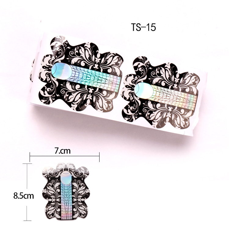 Banda de papel de manicura exclusiva transfronteriza, herramienta de extensión de uñas de fototerapia francesa, bandeja de papel rectangular de herradura de mariposa de manicura, 100 piezas