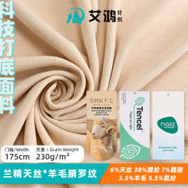重天丝羊毛罗纹科技面料配吊牌 厂家现货打底T恤卫衣服装针织布