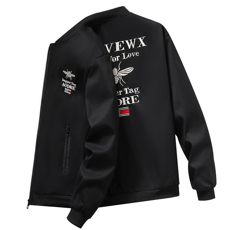 春秋款男士外套中青年潮流休闲棒球服修身夹克刺绣男装夹克衫上衣