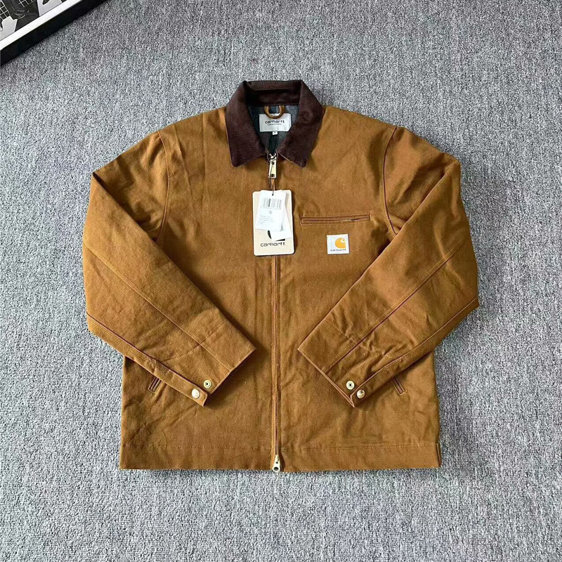 Detroit J01 Washed and Distressed Carhartt Felt American-Style Autumn and Winter Zip-Up Jacket