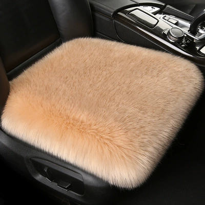Car Seat Cushion Winter Plush — Wool pad - bean-paste-color-single-seat