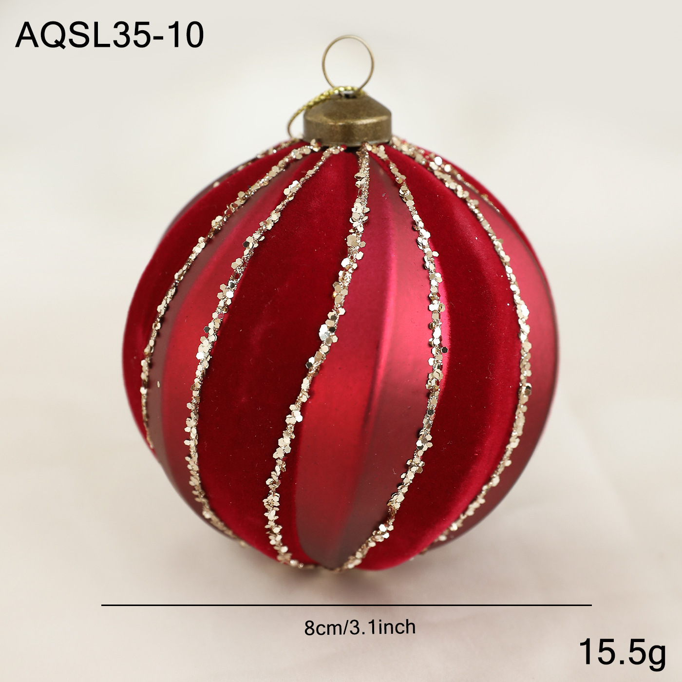 8CM rojo mate de alta calidad bola adhesiva polvo de oro galvanizado bola de decoración de árbol de Navidad colgante decoración colgante bola colgante image 9