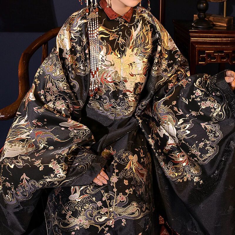 Ming Dynasty Noblewoman's Hanfu, Ancient Style, Ming-Style Gold-Woven Heavy-Duty Stand-Collar Long Coat with Large Front Placket, Couple's Floral Photography in Spring Ming Dynasty Noblewoman's Hanfu, Ancient Style, Ming-Style Gold-Woven Heavy-Duty Stand-Collar Long Coat with Large Front Placket, Couple's Floral Photography in Spring