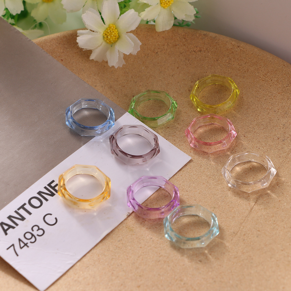 1 Piece Simple Style Solid Color Plastic Womenu0027S Rings