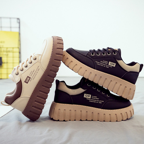 2024 Spring White Shoes Women's Shoes New Korean Style Student Thick-soled Height-increasing Shoes Soft-soled Casual Shoes Mom Breathable