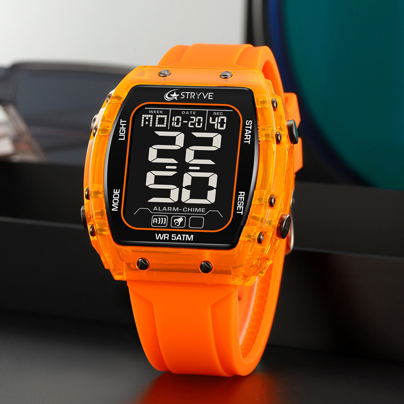 STRYVE 8031 moda hombre reloj deportivo digital nocturna electrónica reloj de pulsera impermeable al aire libre reloj de estudiantes