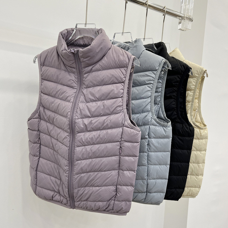Autumn and Winter Lightweight down Vest Women's Inner Vest Short Warm down Liner Sleeveless Stand Collar Jacket Winter Wear