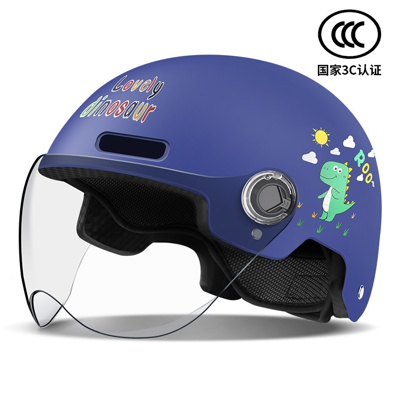 Children's Helmet | Other Motosiklet kaskı (dəbilqə) - 3c-blue-dinosaur-transparent-visor
