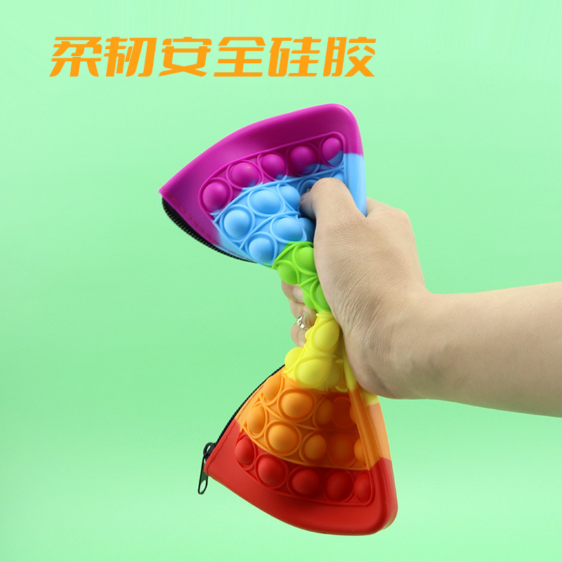 De silicona de gran capacidad de la burbuja caja de lápices de música de color del arco iris descompresión cremallera bolsa multifuncional estudiante papelería bolsa de almacenamiento caja de lápices
