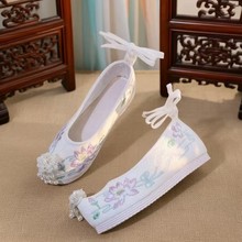 弓鞋 汉服鞋 单鞋/棉鞋  古装古风秋冬季女翘头绣花布鞋