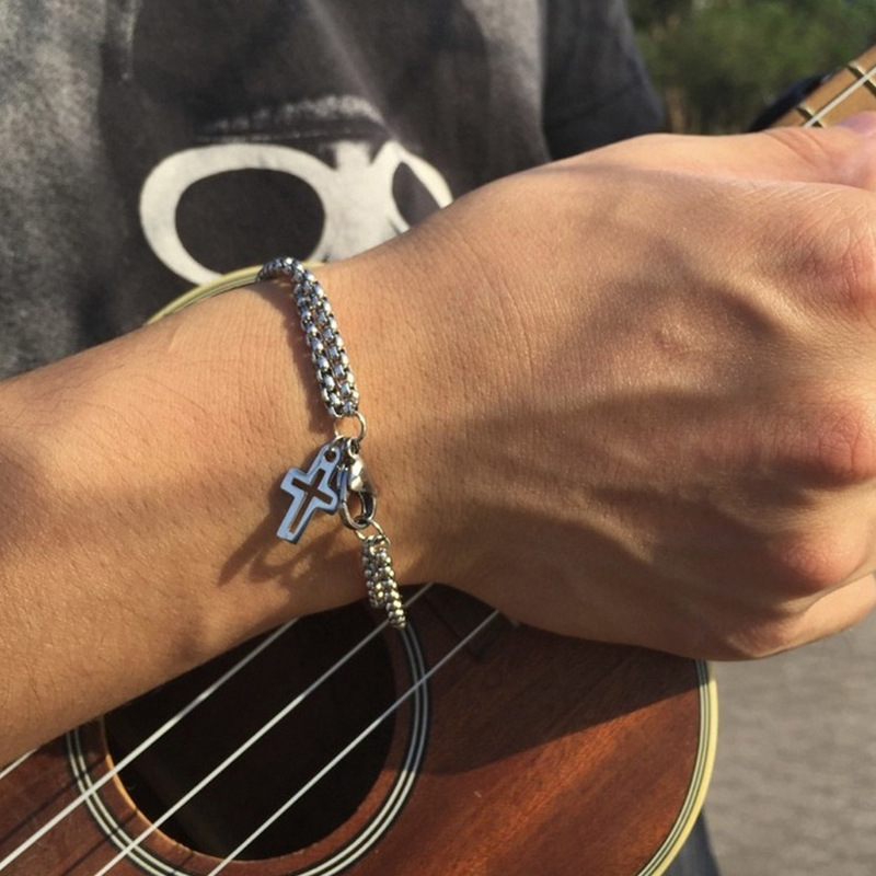 Cross Pattern Hip-Hop Cross Stainless Steel Polishing Men'S Bracelets Bangle Men's Chain Bracelets